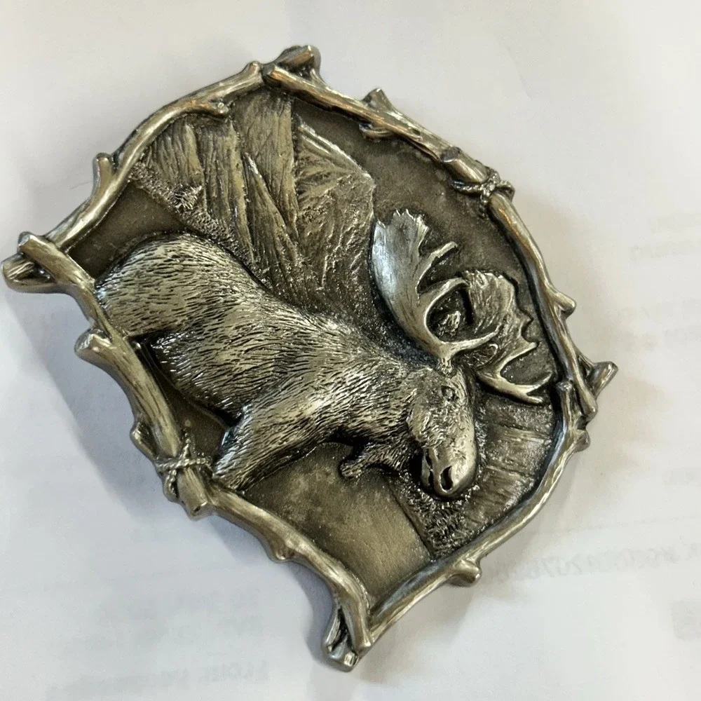 Moose Belt Buckle - Vintage 1995 Great American Products Pewter